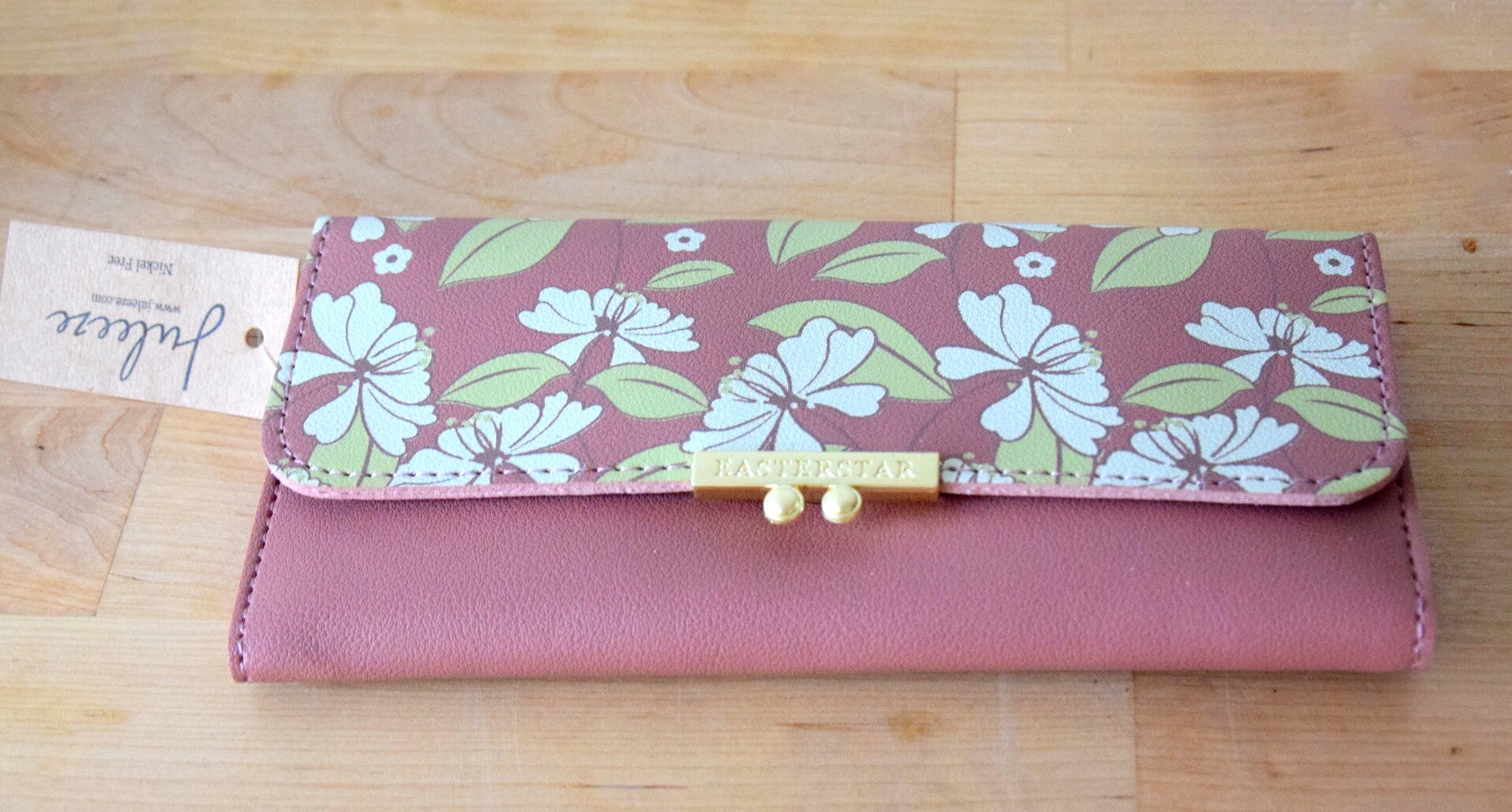 Portemonnee bloemetjes oudroze