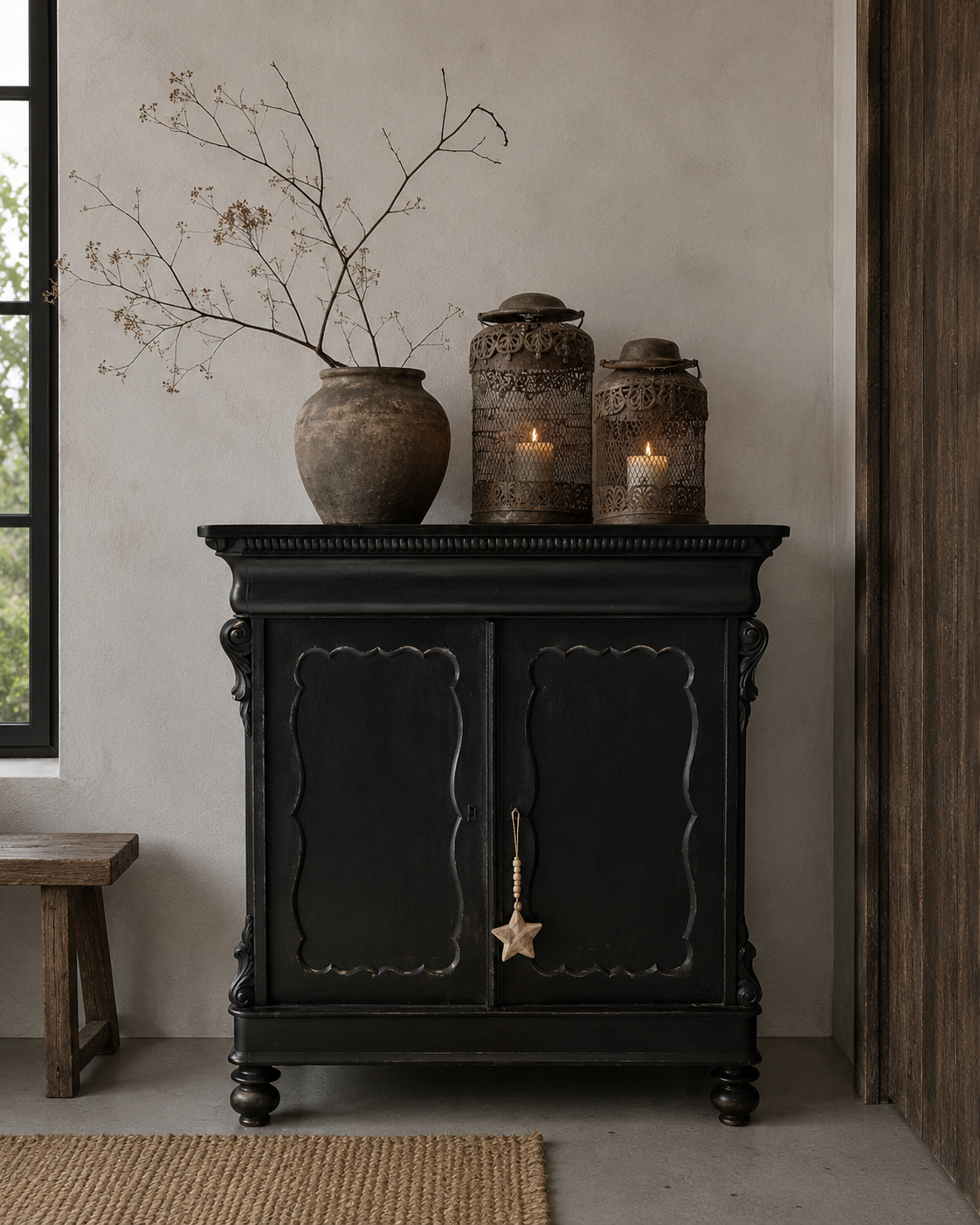 Offblack  Biedermeier meidenkast