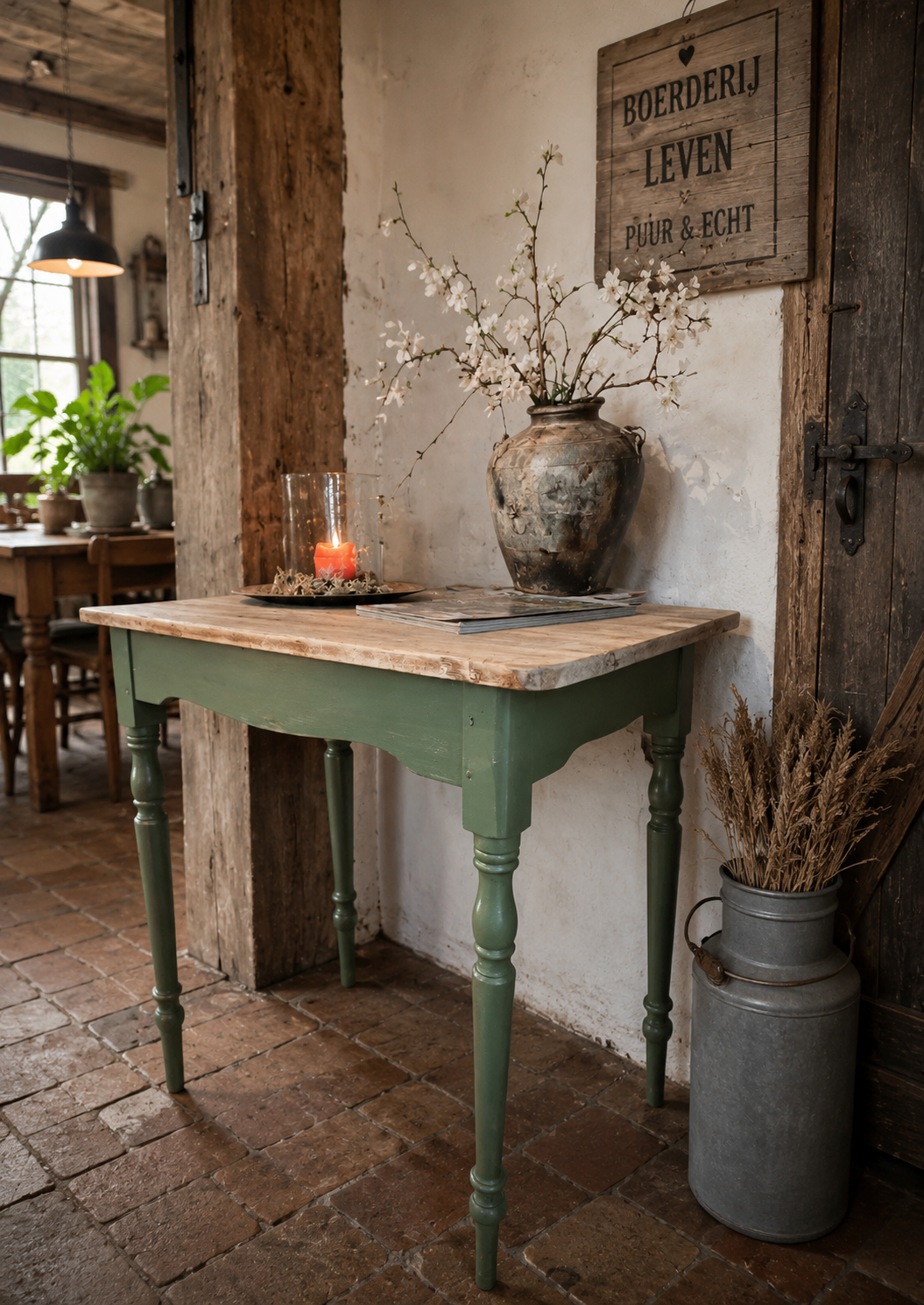 Biedermeier tafel olijfgroen