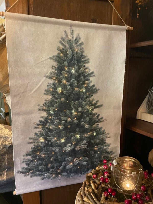 Prachtig beige kerst wanddoek!