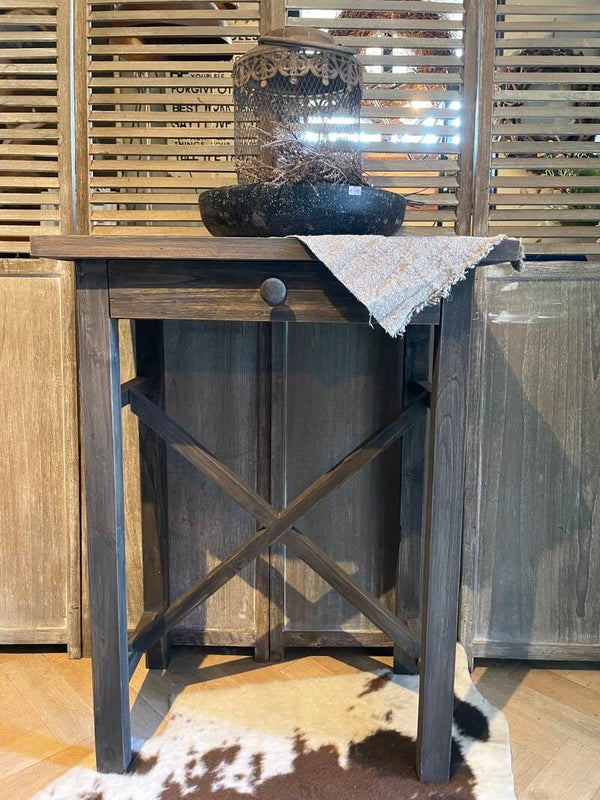 Sidetable antique-grey met lade.