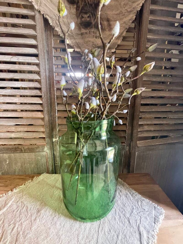 Groene glazen vaas