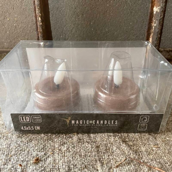 LED  waxinelicht taupe (pakje 2 st.)