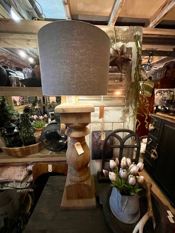 Schemerlamp compleet  hout/baluster (totaal ong. H85 cm)