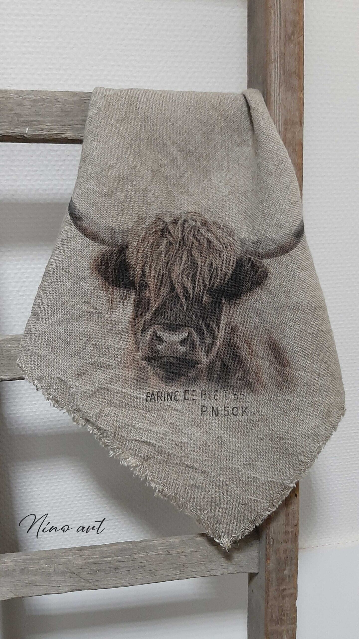 Shabby doek linnen Schotse Hooglander