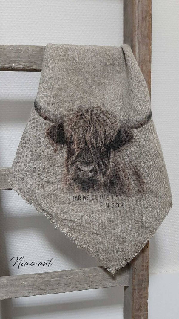 Shabby doek linnen Schotse Hooglander