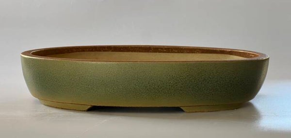 116. VENDU - Ovale vert/brun 24,5x19,5x4,5