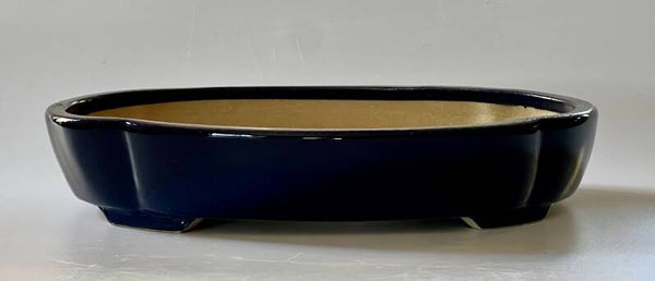 122. VENDU - Ovale "moko" bleu 23,5x19,5x4,5