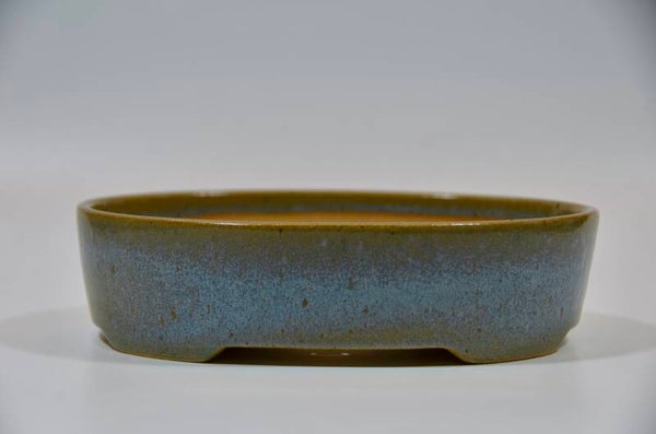 157. Ovale bleu/marron 19x15,5x5
