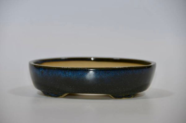 162. Ovale Vert foncé/bleu 13x11x3