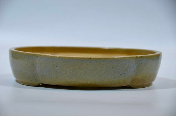 150. Ovale "mokko" beige/bleu 24x21x5