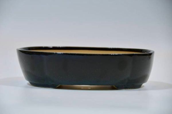 149. Ovale "Mokko" bleu/noir 19,5x15,5x5