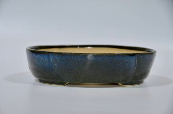 148. Ovale "Mokko" bleu/noir 19,5x15,5x5