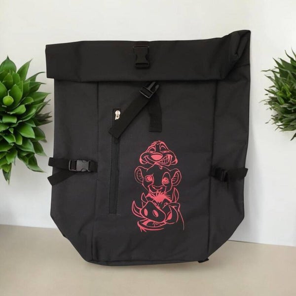 Großer, sehr praktischer Rolltop-Rucksack mit niedlichem Motiv