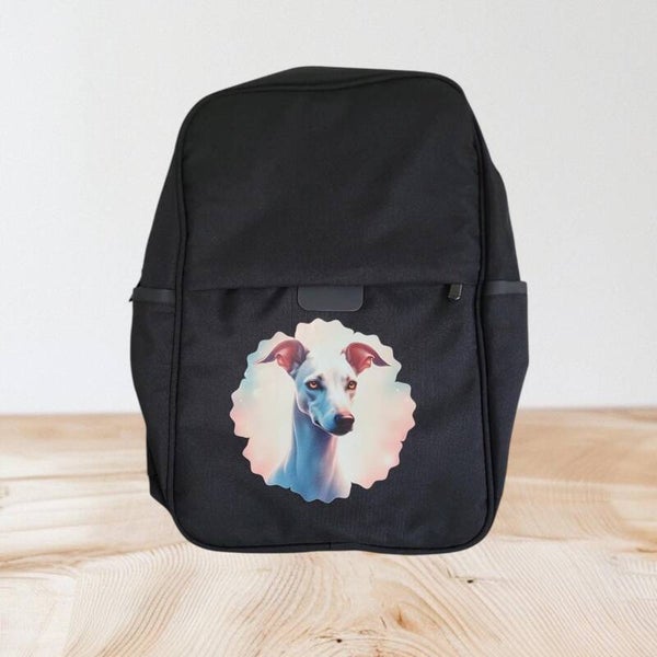 Süßes Windhundmotiv ziert praktischen Rucksack