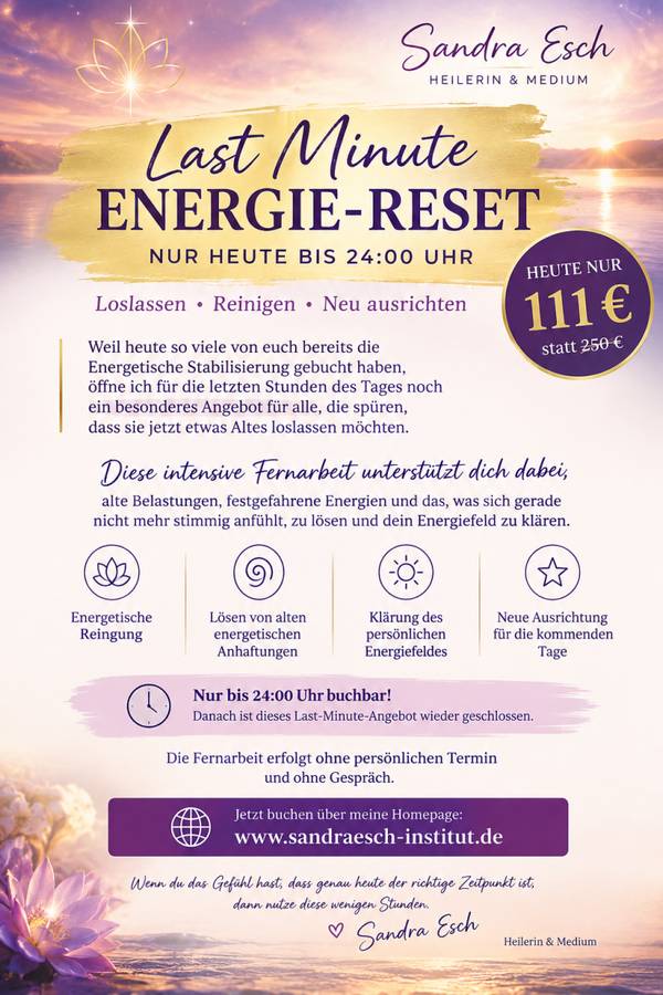 Last Minute - Angebot  Energie -Reset