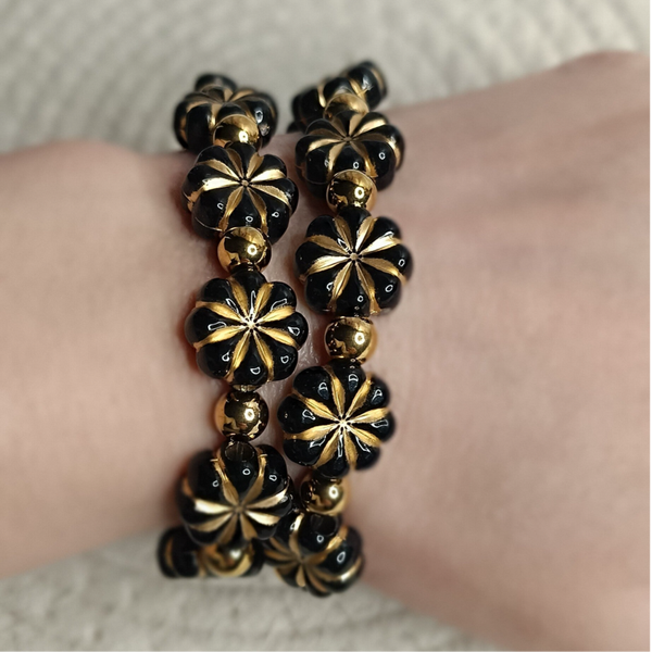 Black & Gold Blooming Armband