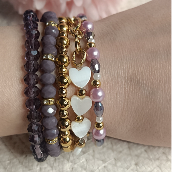 Lavender & Hearts Armbandenset