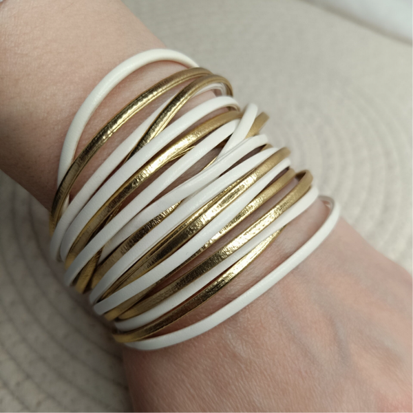 Lines Goud/Wit - Wikkelarmband