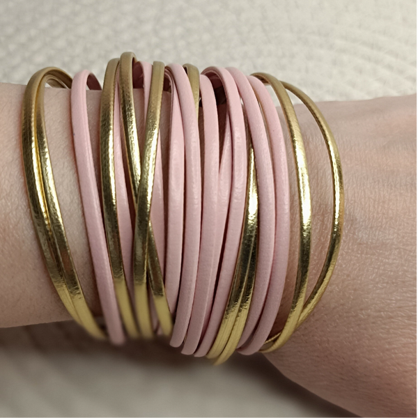 Lines Goud/Roze - Wikkelarmband