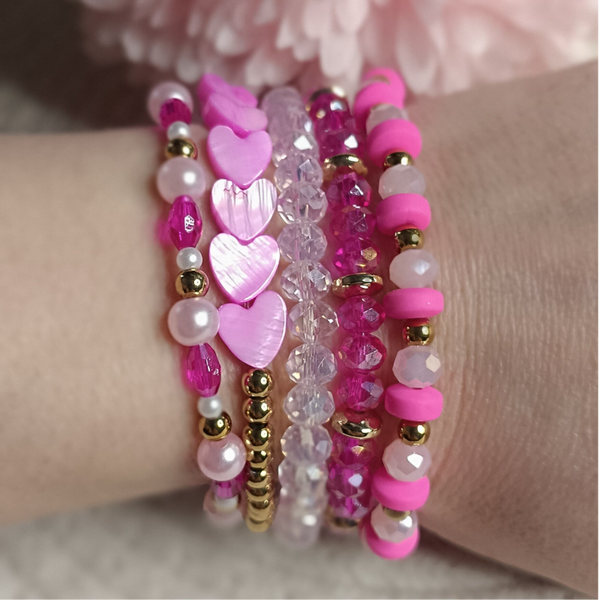Pretty In Pink & Heart Armbandenset