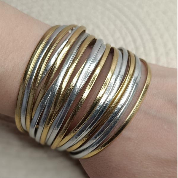 Lines Goud/Zilver - Wikkelarmband