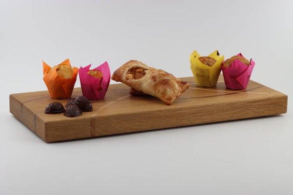 Serveerplank van EIkenhout met uniek inlegwerk