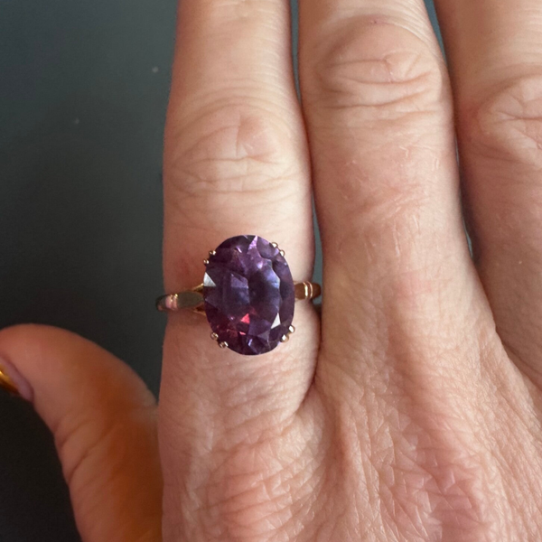 Antieke 9kt ring synthetische amethist