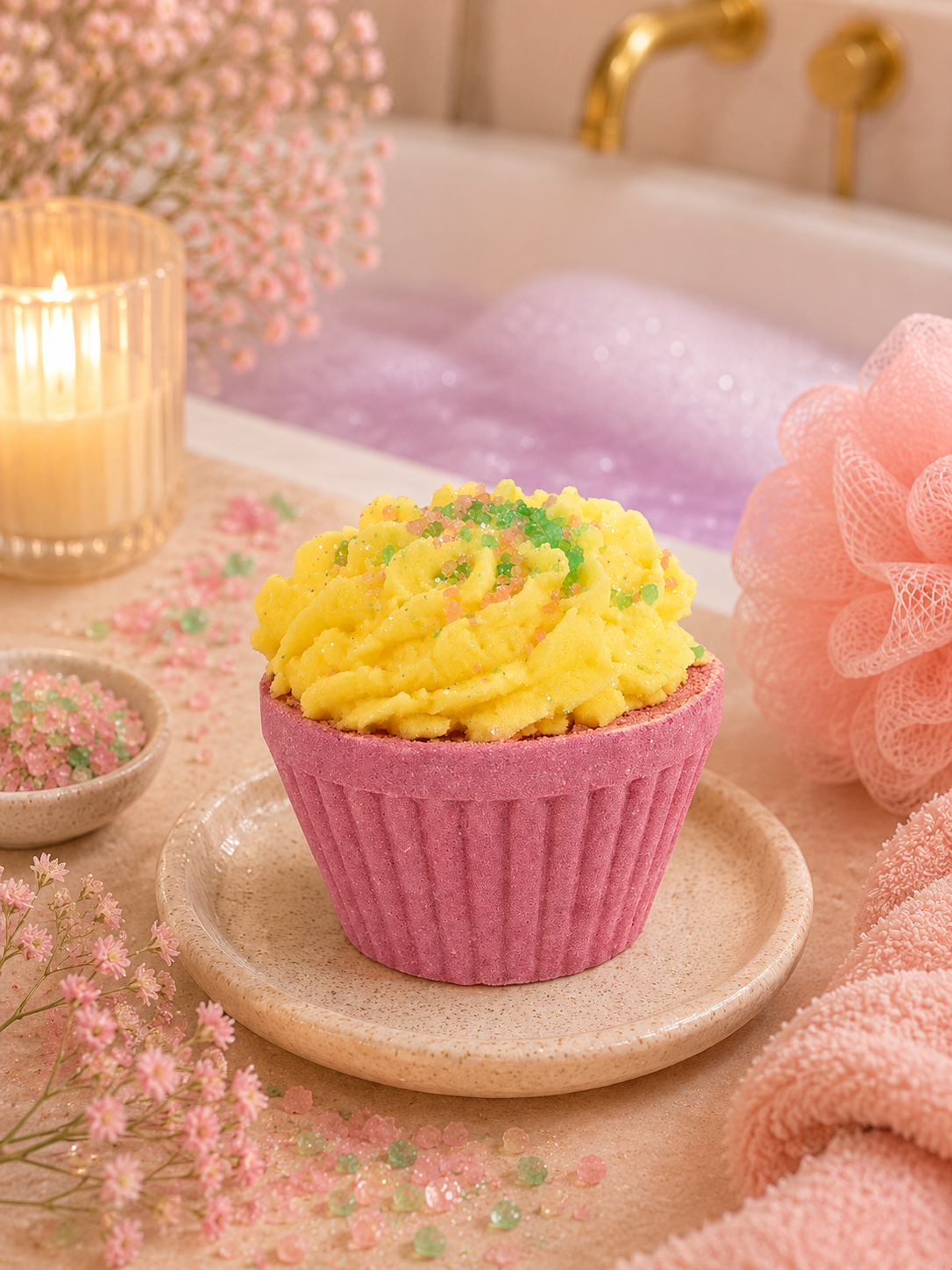 Fondant de bain crème fouettée/Rhubarbe