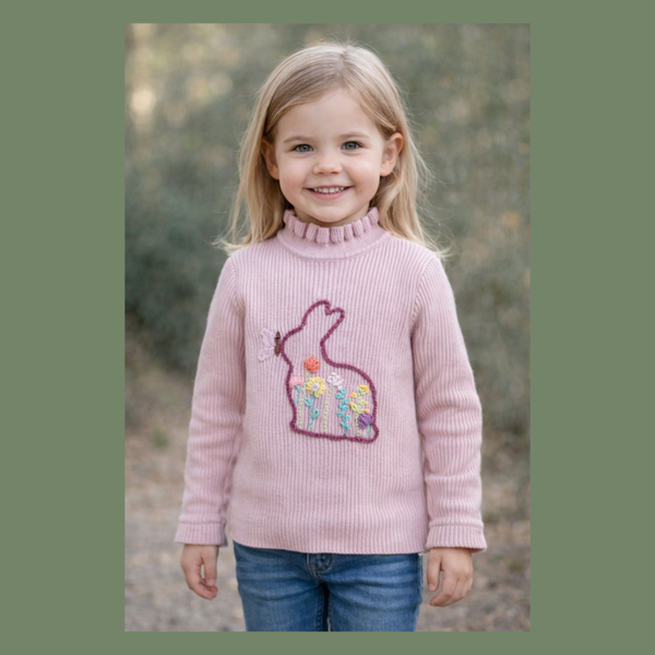 Hand geborduurde trui voor meisjes