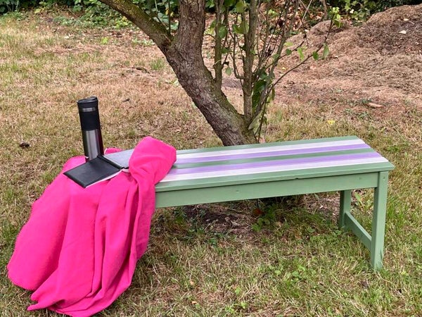 NEU Gartenbank Holzbank Bunte Bank Dekobank