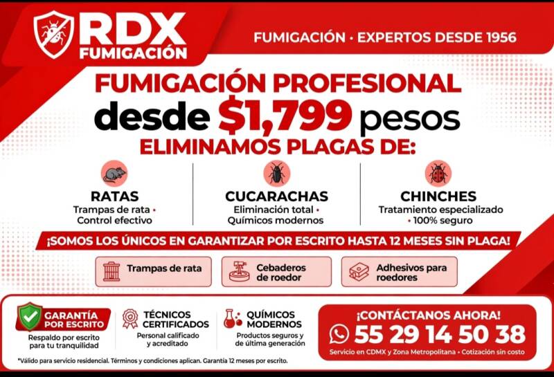 FUMIGACIONES URGENTES DIA Y NOCHE
