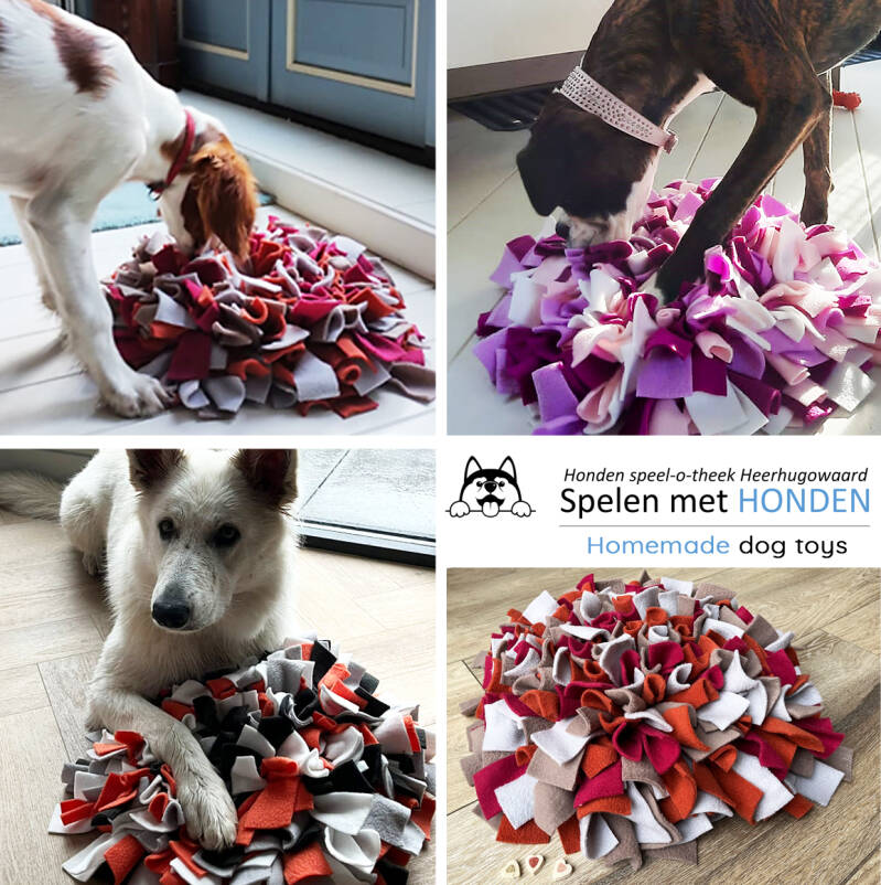 Snuffelmat zachte fleece, kijk in onze webshop www.spelenmethonden.nl