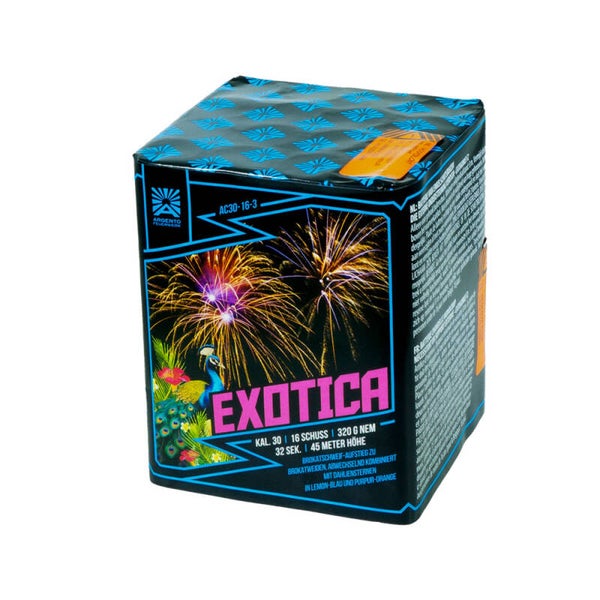 Exotica - Argento - 16 Schuss - Laufzeit 30 s - 320 g NEM - Durchmesser 30 mm