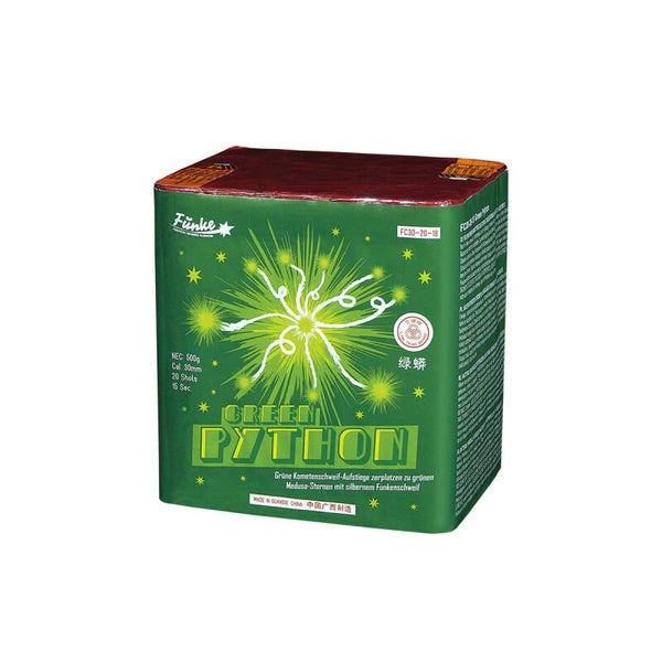 Green Phyton - Funke - 20 Schuss - Laufzeit 17 s - 500 g NEM - Durchmesser 30 mm