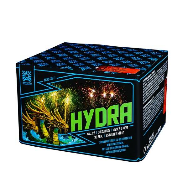 Hydra - Argento - 38 Schuss - Laufzeit 30 s - 500 g NEM - Durchmesser 25 mm