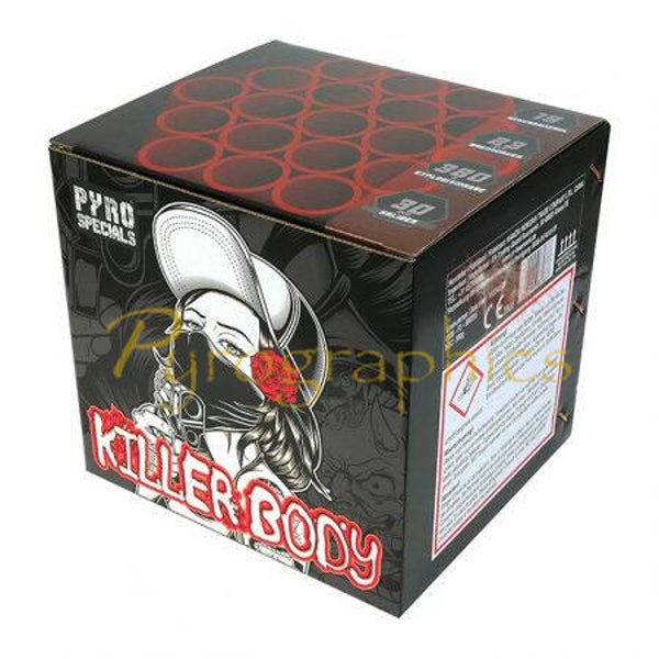 Killerbody - Pyro Specials - 19 Schuss - Laufzeit 40 s - Satzgewicht 380 g NEM - Durchmesser 30 mm