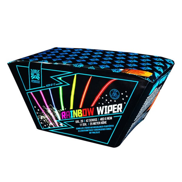 Rainbow Wiper - Argento - 42 Schuss - Laufzeit 10 s - 483 g NEM - Durchmesser 20 mm