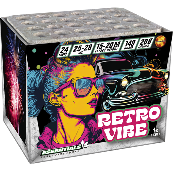 Retro Vibe - Lesli Essentials - 24 Schuss - Laufzeit 25 s - Satzgewicht 149 g NEM- Durchmesser 20 mm