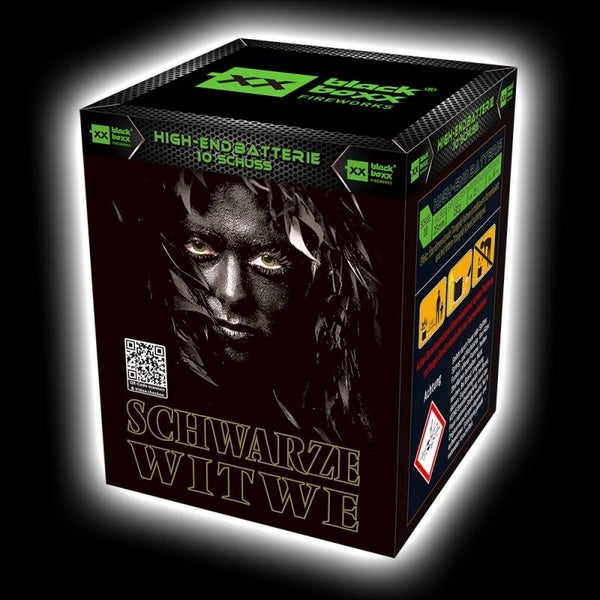 Schwarze Witwe - Blackboxx - 10 Schuss - Laufzeit 20 s - 132 g NEM - Durchmesser 25 mm