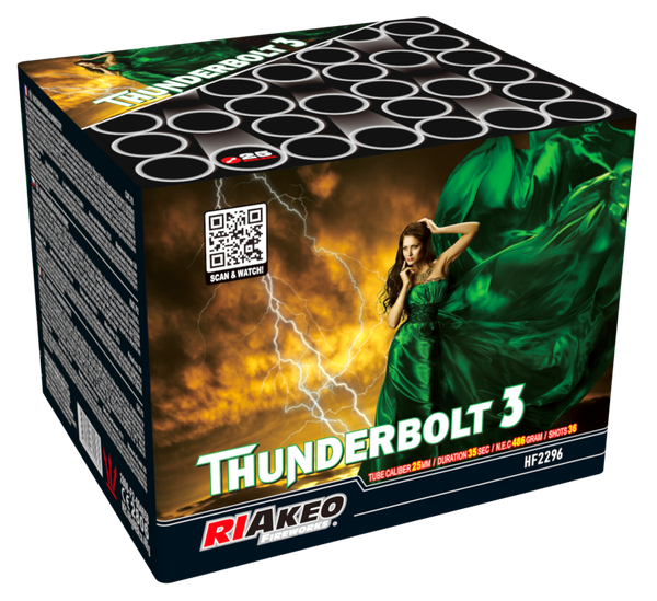 Thunderbolt 3 - Riakeo - 36 Schuss - Effektdauer 35 sek. - 486 g NEM - Durchmesser 25 mm