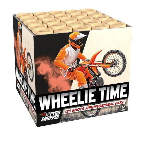 Wheelie Time - Lesli Pyroshopper - 25 Schuss - Laufzeit 55 s - Satzgewicht 498 g NEM- Durchmesser 30 mm