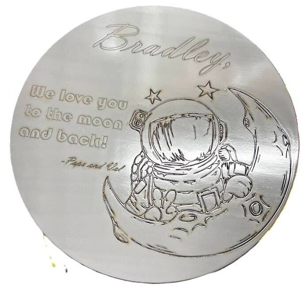 "We love you to the moon and back!" -10" personalized kid's sign