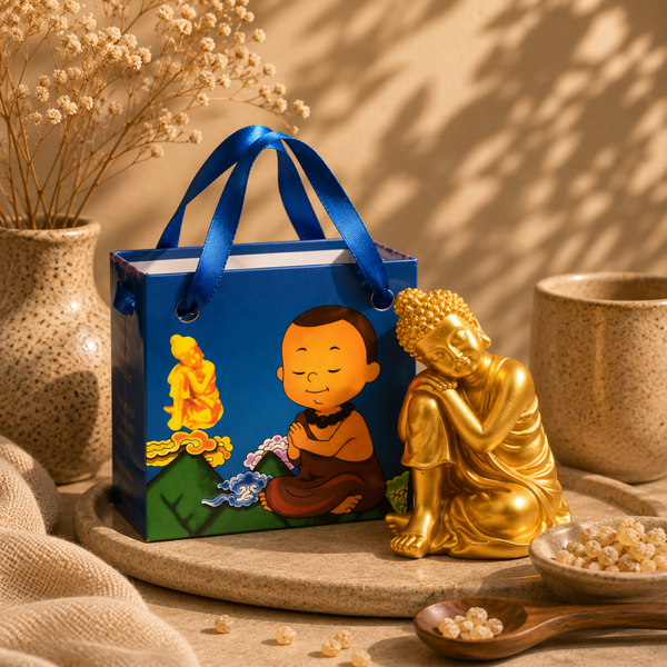 Mini Boeddha 'Innerlijke Rust' – Goud in Geschenktasje