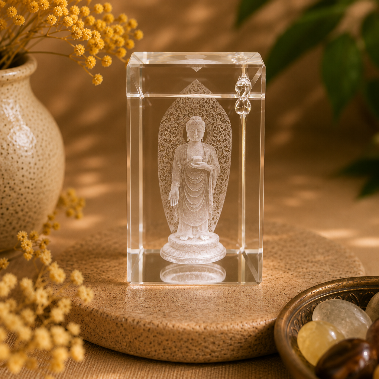 Luxe 3D Kristalblok Guanyin