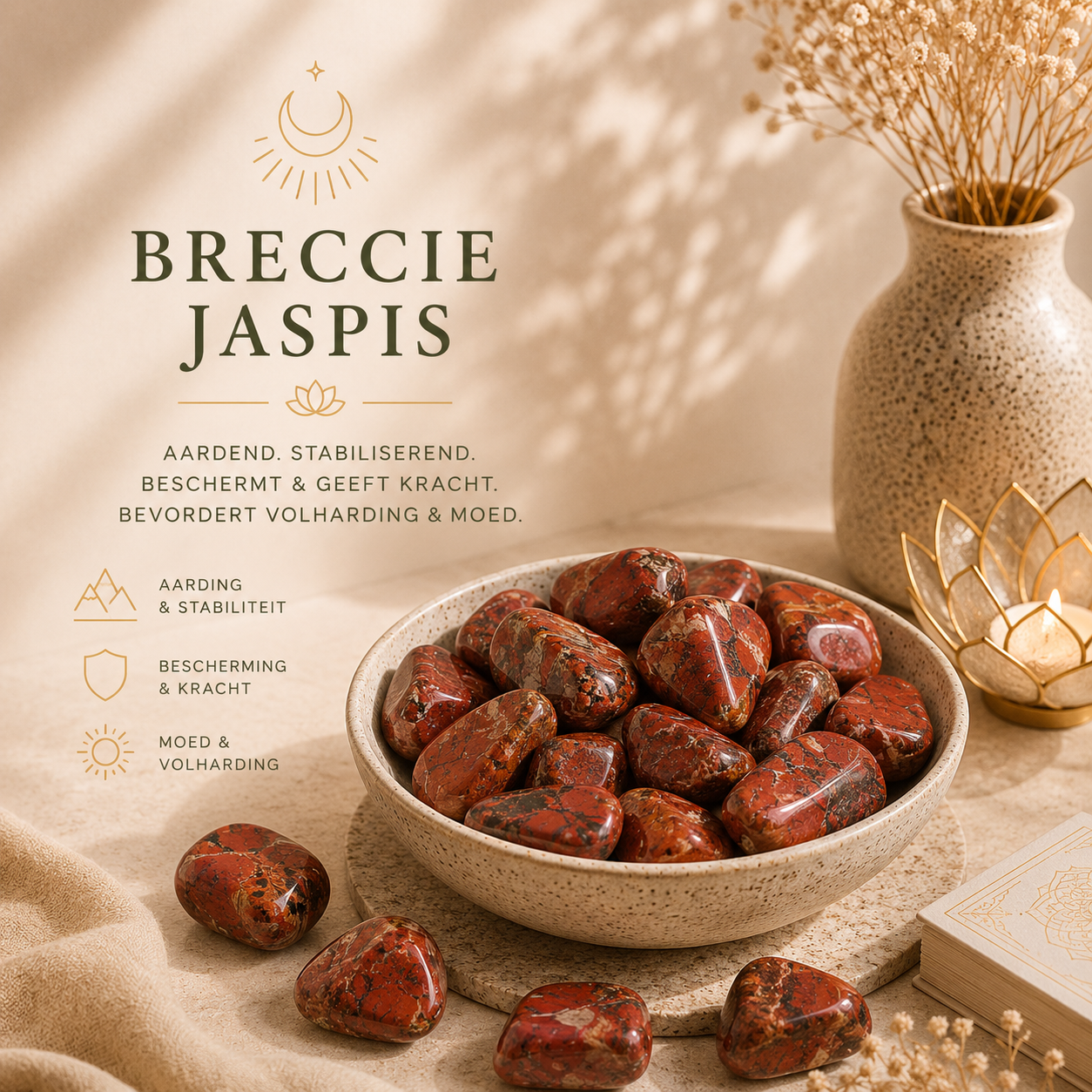 Breccie Jaspis trommelsteen