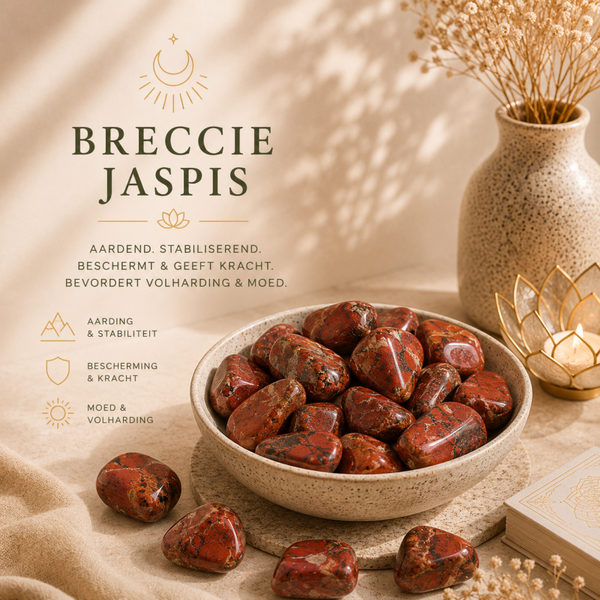 Breccie Jaspis trommelsteen