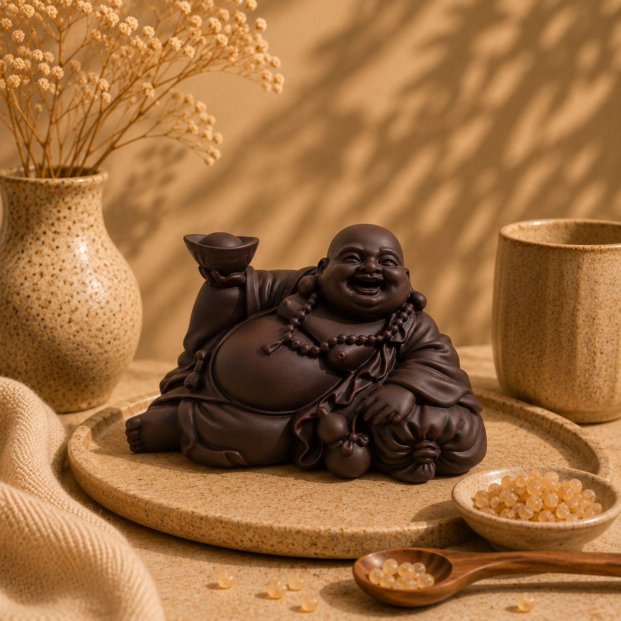 Liggende Happy Boeddha met Gouden Ingot