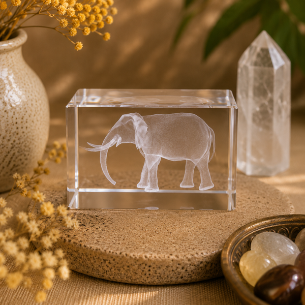 Luxe 3D Kristalblok Olifant
