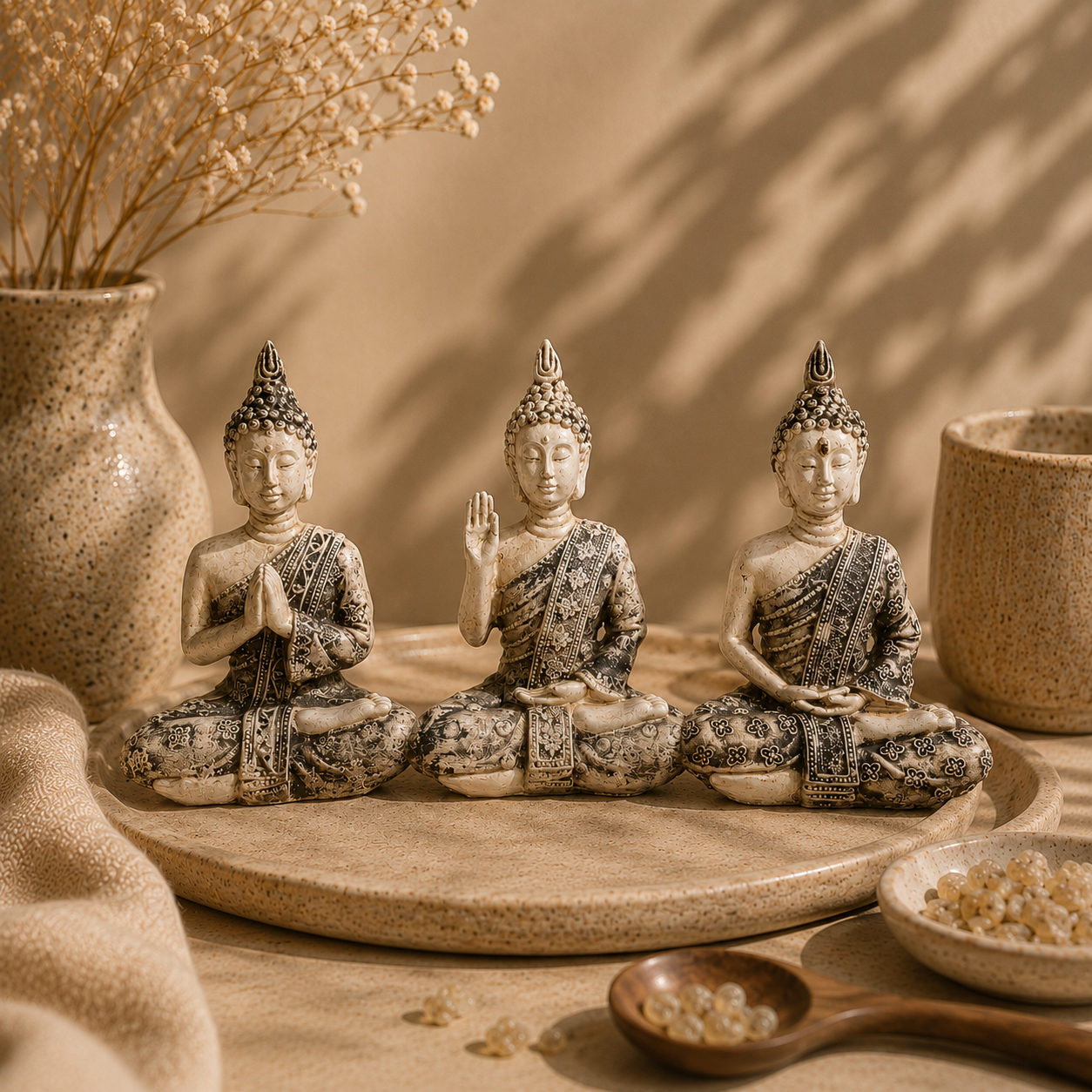 Set van 3 Meditatie Boeddha's – Drie Mudra's